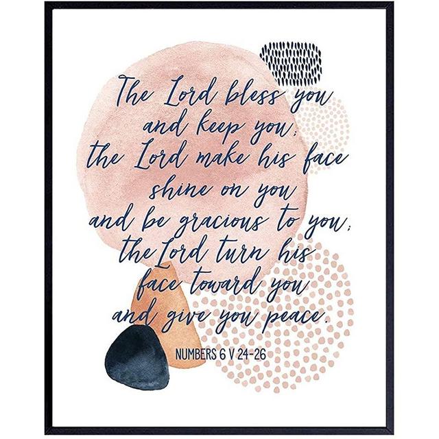 May the Lord Bless You and Keep You - Positive Inspirational Uplifting Religious Bible Study Wall Decor - Motivational Quote Scripture Verse Wall Art - Christian Encouragement Gifts - Aaronic Blessing