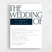 Blue Wedding Program - Josephine