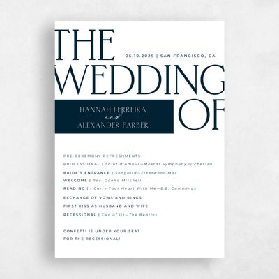 Multi-Colored Wedding Program - Josephine