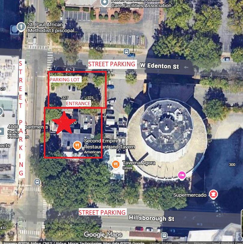 Please be cautious when driving in Downtown Raleigh as many streets are one-way only. We recommend carpooling with other guests or taking an Uber/Lyft if you are concerned about parking.