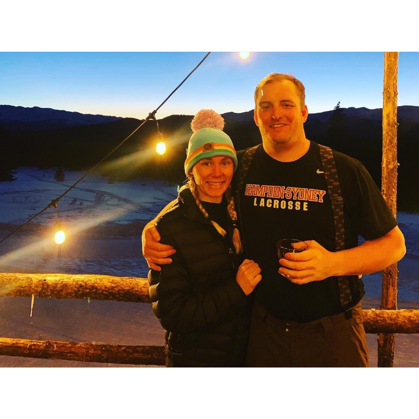 Sean's first Nordic Ski (CO) - verdict is that he prefers Alpine, but the food + wine @ Tenessee Pass Cookhouse hit the spot.