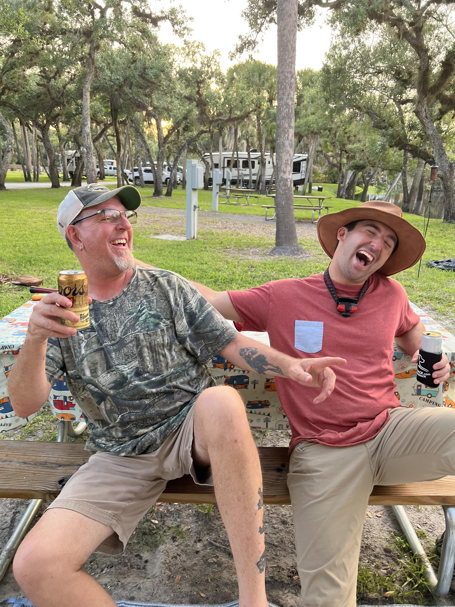 CJ and Brian on a family camping trip (2022)