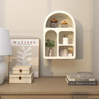 Geometric Wooden Arched 4-Cubby Room Wall Shelf