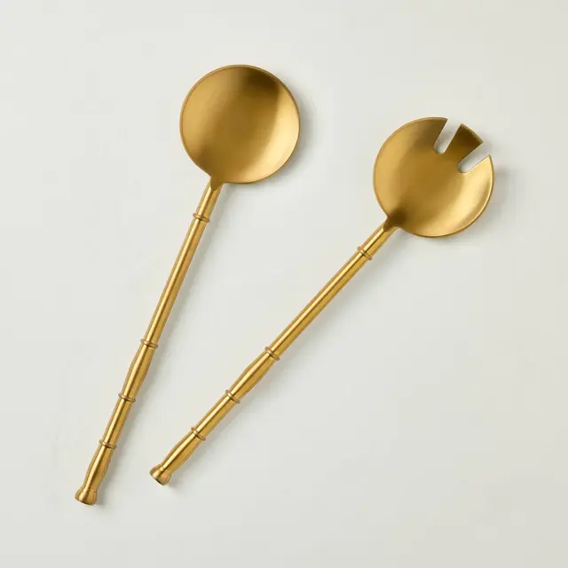 2pc Brass Finish Salad Fork and Spoon Set - Hearth & Hand™ with Magnolia