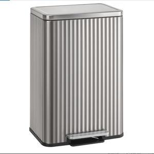 Trash Can, 13 Gallon (50 L) Garbage Can for Kitchen, with Lid, Pedal, and Removable Inner Bucket, Soft Close, Stainless Steel, 15 Trash Bags (Code K) Included, Metallic Silver ULTB586EZ01