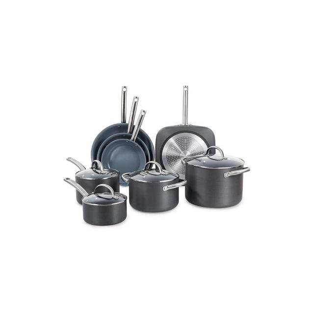 BLACK+DECKER 12-Piece Ceramic Hard Anodized Aluminum Cookware Set, Pots and Pans Set with Ceramic Non-Stick Coating