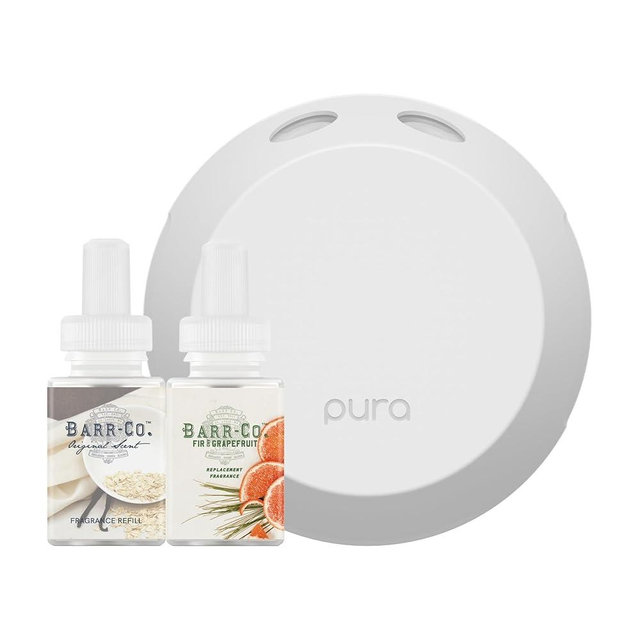 Pura Smart Home Fragrance Device Starter Set - Pura 4 - Scent Diffuser for Home - Includes Fragrance Aroma Diffuser - Square Box, Original Scent and Fir & Grapefruit Scent Refills