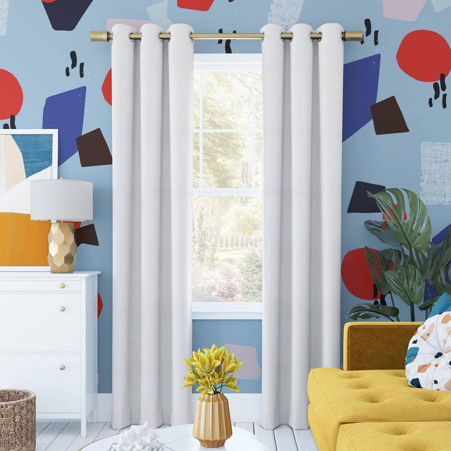 84"x40" Harper Bright Vibes Grommet Top 100% Blackout Curtain Panel White - Sun Zero