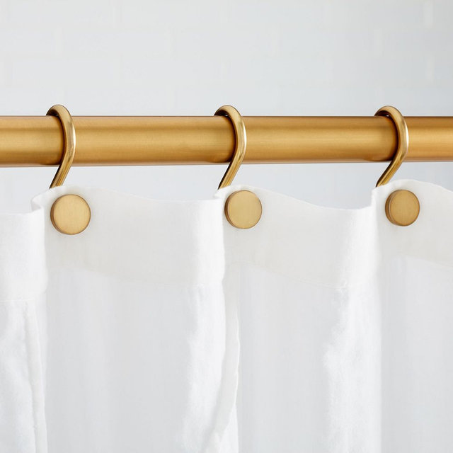 Modern Shower Curtain Ring, Antique Brass, Set of 12