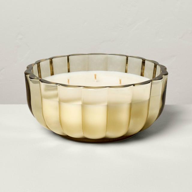 5-Wick Tinted Glass Salted Honey Scalloped Jar Candle Tan 32oz - Hearth & Hand™ with Magnolia