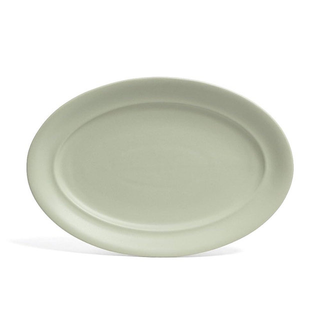 over&back Rim Stoneware Serving Platter - Elegant 1-Piece Oval Serving Platter to Complete Your Kitchen Set - 16" L x 10.8" W Semi-Matte Sage