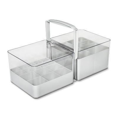 madesmart - Solid Cosmetic Portable Tote With Dividers Utility Storage Bin White - Made Smart