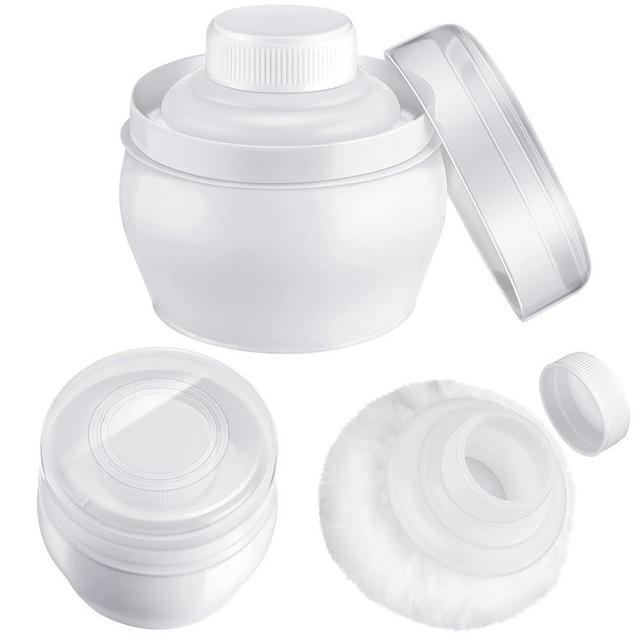 4 Pcs Body Powder Container After Bath Baby Fluffy Puff Kit Baby Body Care Cosmetic Bath Powder Container with a Large Handle Puff Box for Home Travel