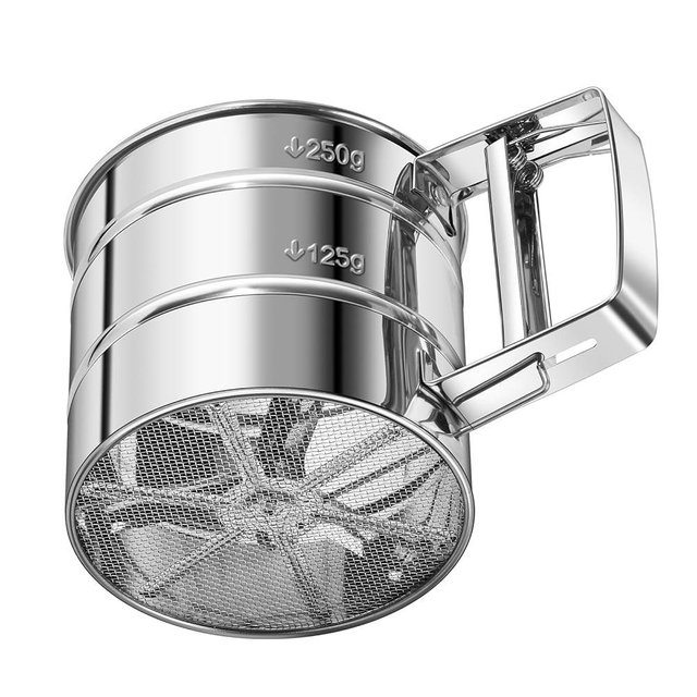 Zuvxrel Upgraded 3-Cup Flour Sifter for Baking, 3-in-1 One-Hand Press Flower Sifter, Stainless Steel Baking Sifter Flour with Double-Layer Fine Mesh, Super Smooth Flour Sieve Baker for Quick Sifting