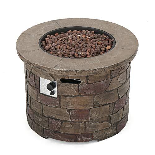 Christopher Knight Home 300712 Stonecrest Outdoor Propane Gas Fire Pit 40000BTU, Brown Stone
