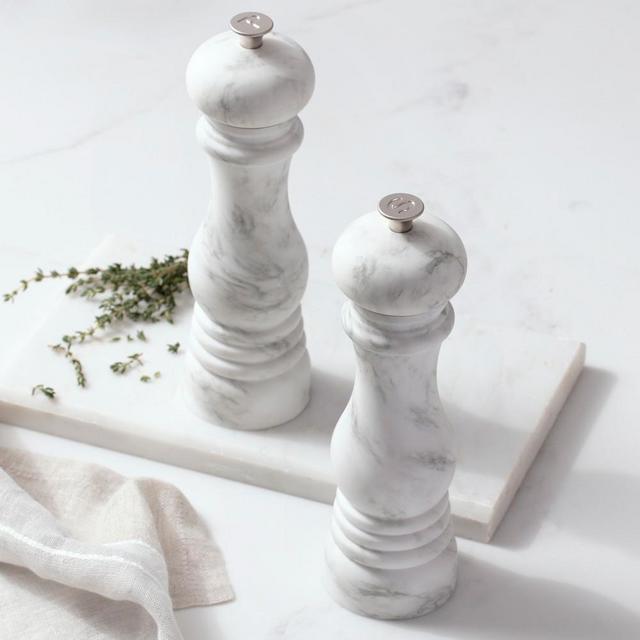 Le Creuset Salt and Pepper Mill Set, Marble Applique