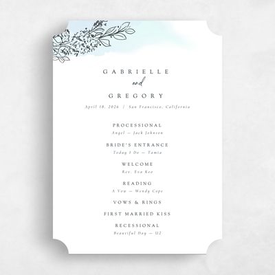 Blue Ticket Wedding Program - Lorraine