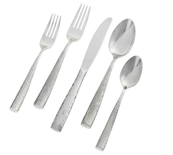 Shiny Hammered Flatware - 20 piece