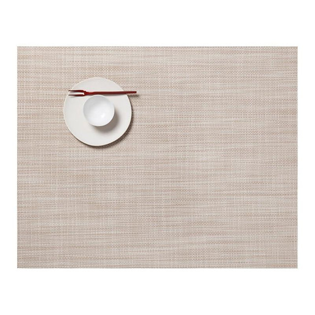 Chilewich Mini Basketweave Placemats in Parchment - Set of 4 - Easy Care Woven Tabletop Textiles - Indoor/Outdoor - 19" x 14" Rectangle