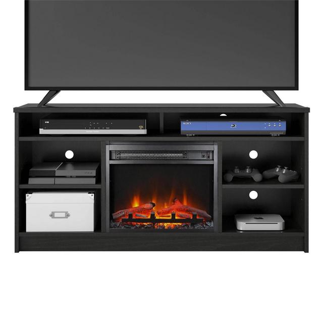 Hartwick Electric Fireplace Insert and 6 Shelves TV Stand for TVs up to 55" Black/Oak - Room & Joy