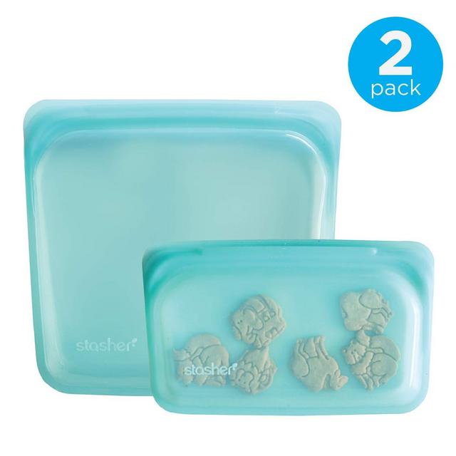 Stasher Reusable Silicone Food Bag, Sandwich Bag and Snack Bag, Storage Bag, Aqua Blue