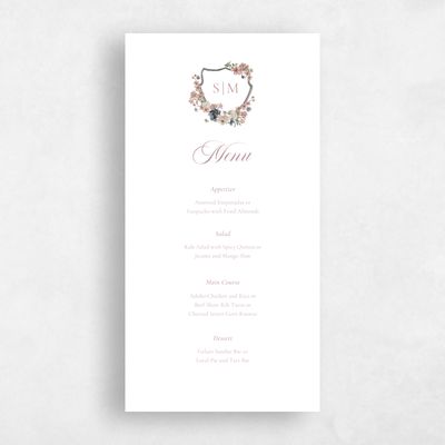 Dusty Rose, Pink Wedding Menu - Windansea