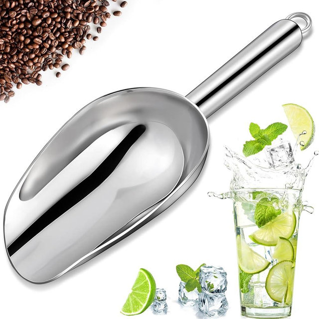 OLESBUR Premium Ice Scoop for Freezer - Multipurpose Metal Ice Scoop for Ice Machine - Stainless Steel Small Ice Scooper for Ice Bucket - Kitchen Gadgets Cookie Flour Pet Dog Food Scoop (3oz)
