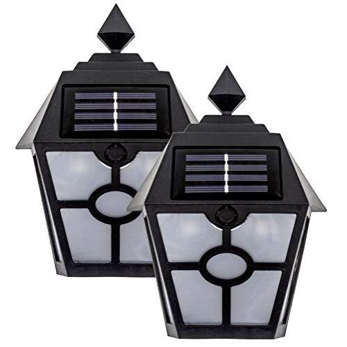 Sogrand Solar Deck Lights Outdoor Waterproof Wall Light Bright Fence Lighting Black Garage Door Lights Dual LED Porch Lantern Dock Decorations Step Stair Lamp for Outside Decor Post Yard Path 2Pack
