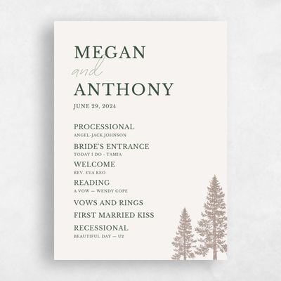 Light Oatmeal, Beige Wedding Program - Pinehaven