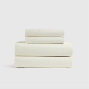 Organic Crisp Percale Sheet Set Ivory - King