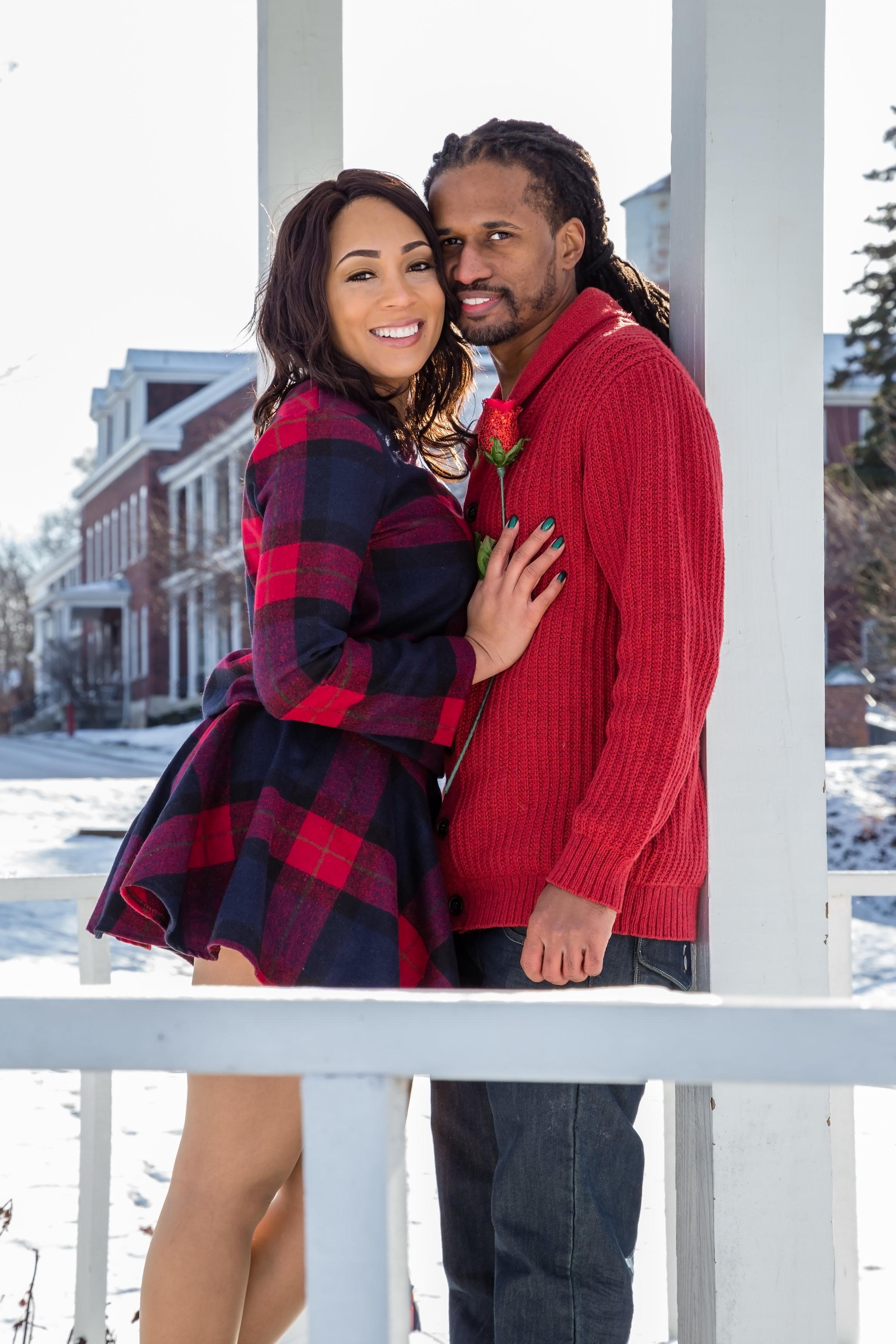 Huge smiles during our engagement photos in 15 degree weather.