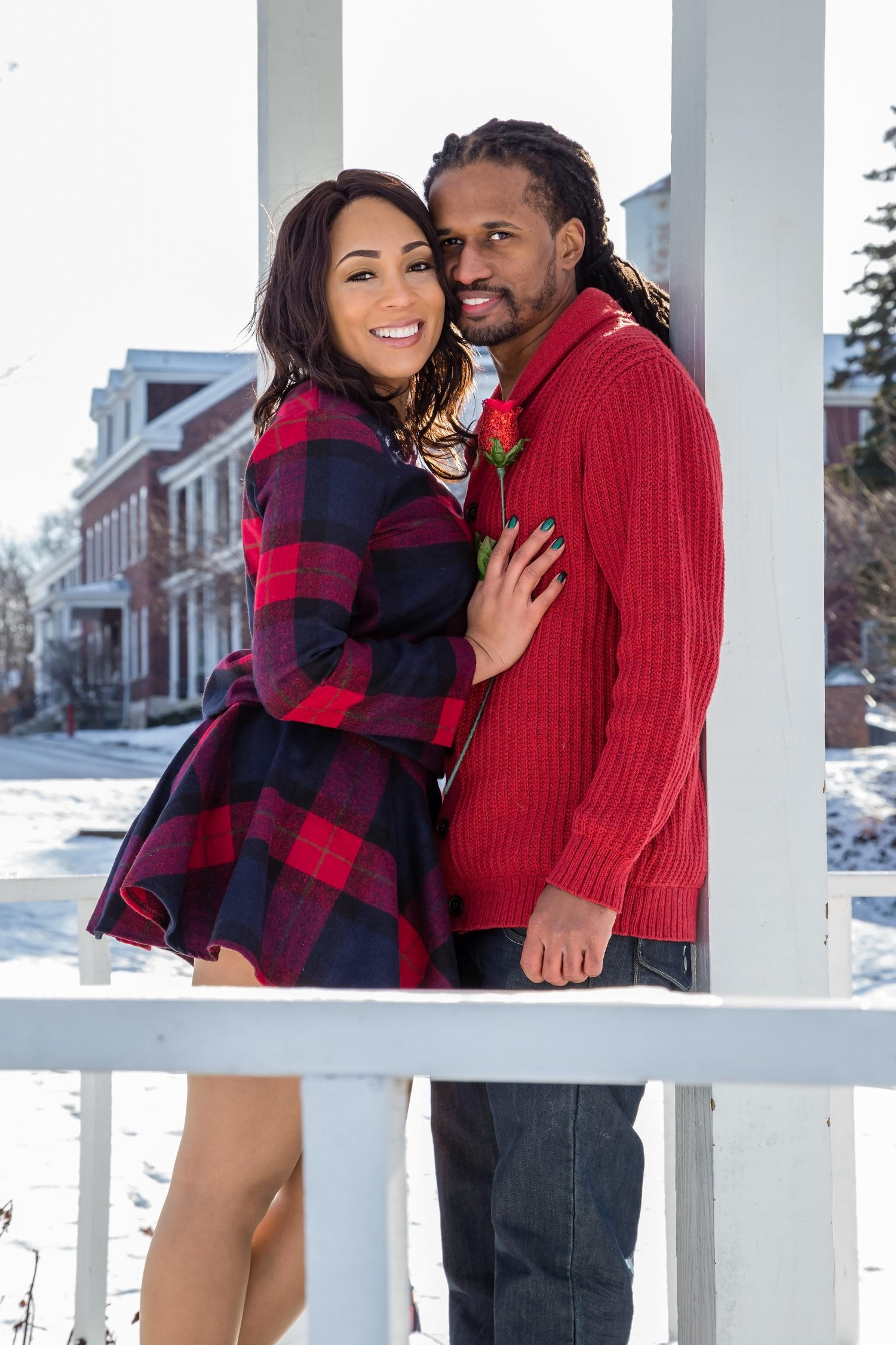 Huge smiles during our engagement photos in 15 degree weather.