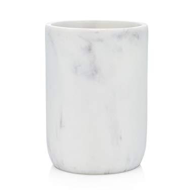 EssentraHome Blanc Collection White Bathroom Tumbler Cup for Vanity Countertops, Also Great As Pencil Pen Holder and Makeup Brush Holder