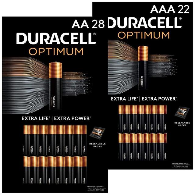 Duracell Optimum AA + AAA Batteries Combo Pack | 28 Count + 22 Count | Lasting Double A & Triple A Battery | Alkaline Battery Ideal for Household and Office | 50 Count Total