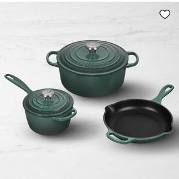 Signature Enameled Cast Iron 5-Piece Cookware Set (Artichaut Green)
