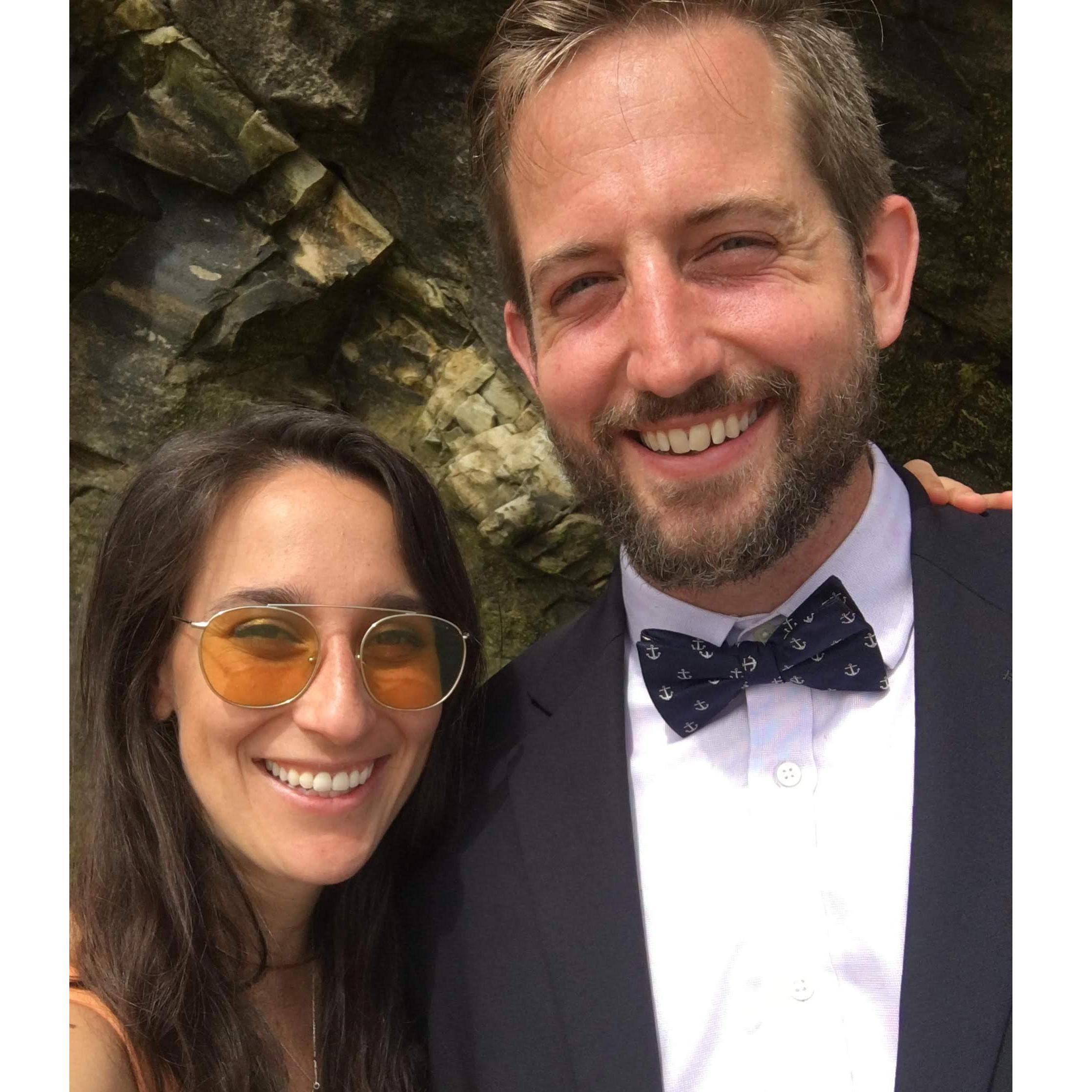 At Shomrat and Meagan's wedding. Becca didn't take off those sunglasses the whole night.