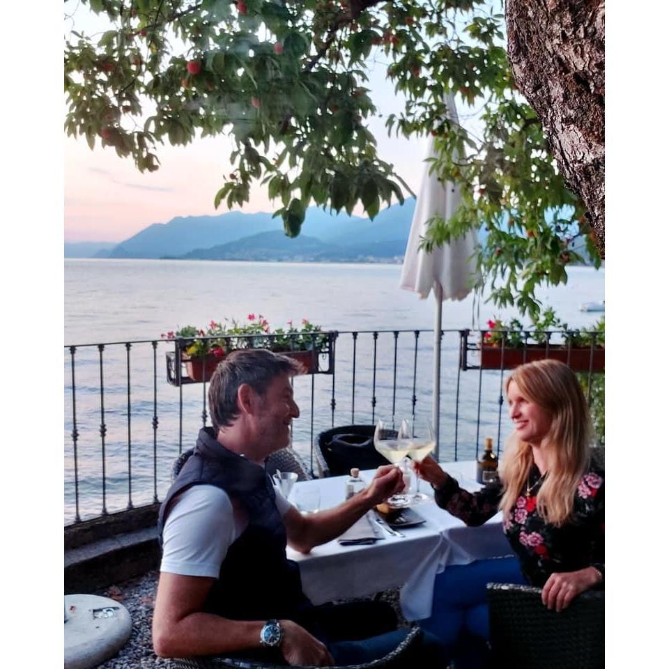 Dinner overlooking the lake at the hotel Camin back in September 2019 when we found the location.