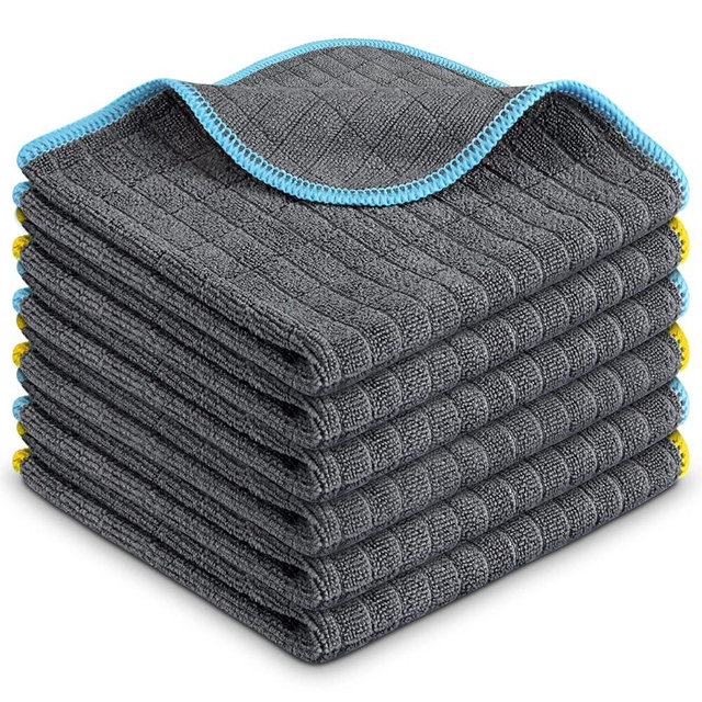 Airlab Microfiber Cleaning Cloth for Household Dust Rags for Cleaning All-Purpose Towels Streak Free Kitchen Dishes Reusable Pack of 6, 12" x 12"