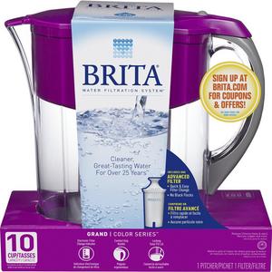 Brita Large 10 Cup Grand Water Pitcher with Filter - BPA Free - Violet