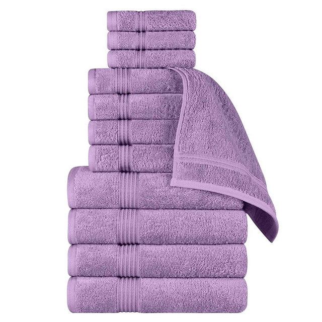 Superior Egyptian Cotton 12-Piece Towel Set, Assorted Towels for Home Bathroom, Guest Bath Decor Essentials, Includes 4 Bath, 4 Hand, 4 Face Towels/Washcloths, Quick Dry, Absorbent - Royal Purple