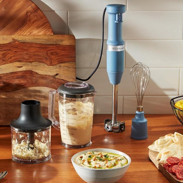 KitchenAid Variable Speed Corded Hand Blender with Accessories, Blue Velvet, KHBV83VB