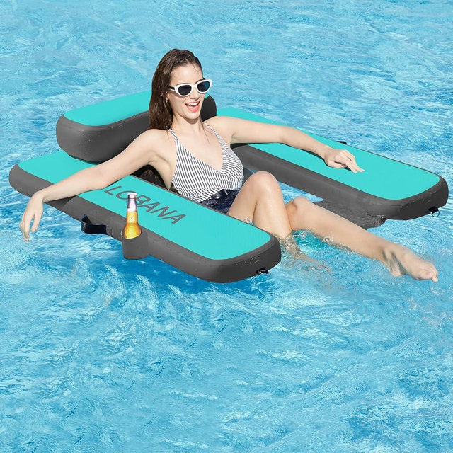 CALOBANA Inflatable Floating Chair, Heavy Duty Pool Floats Adult Lounger, Portable Water Float Chair for Swimming Pool, Lake and Beach