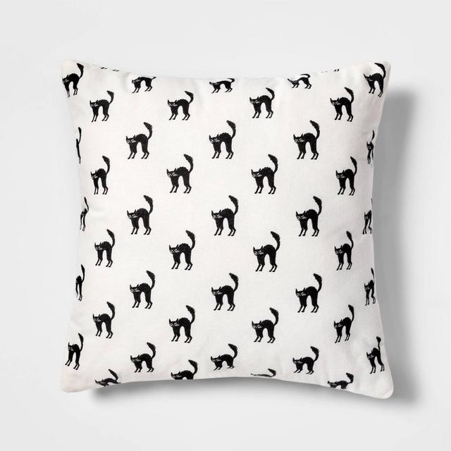 Cat Square Throw Pillow Ivory/Black - Hyde & EEK! Boutique™