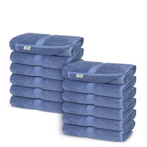 Chakir Turkish Linens Turkish Cotton Luxury Hotel & Spa Bath Towel, Wash Cloth - Set of 12, Wedgewood