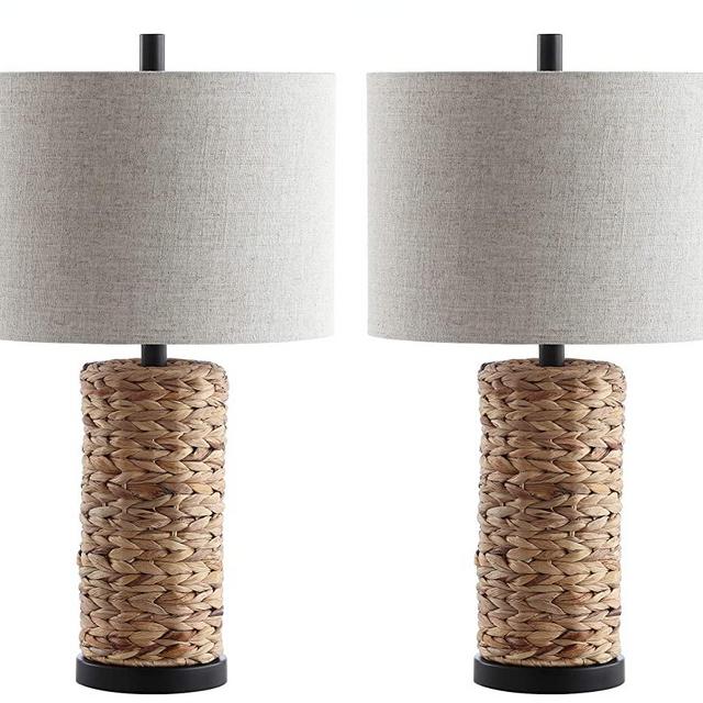 JONATHAN Y JYL6502A-SET2 Elicia 25" Sea Grass LED Lamp Coastal for Bedroom, Living Room, Office, College Dorm, Coffee Table, Bookcase, Natural, 2 Piece