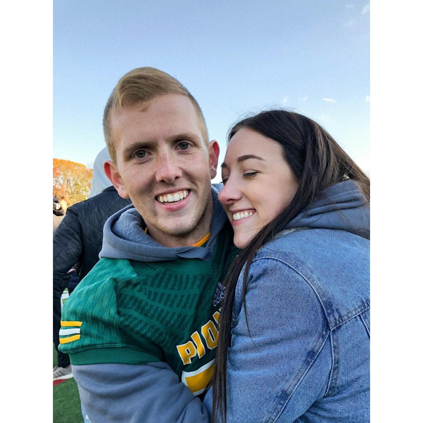 One of Matt's many football games in our early years of dating