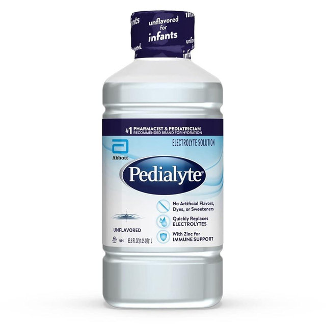 Pedialyte Electrolyte Solution, Unflavored, Hydration Drink, 33.8 Fl Oz. (Pack of 4)