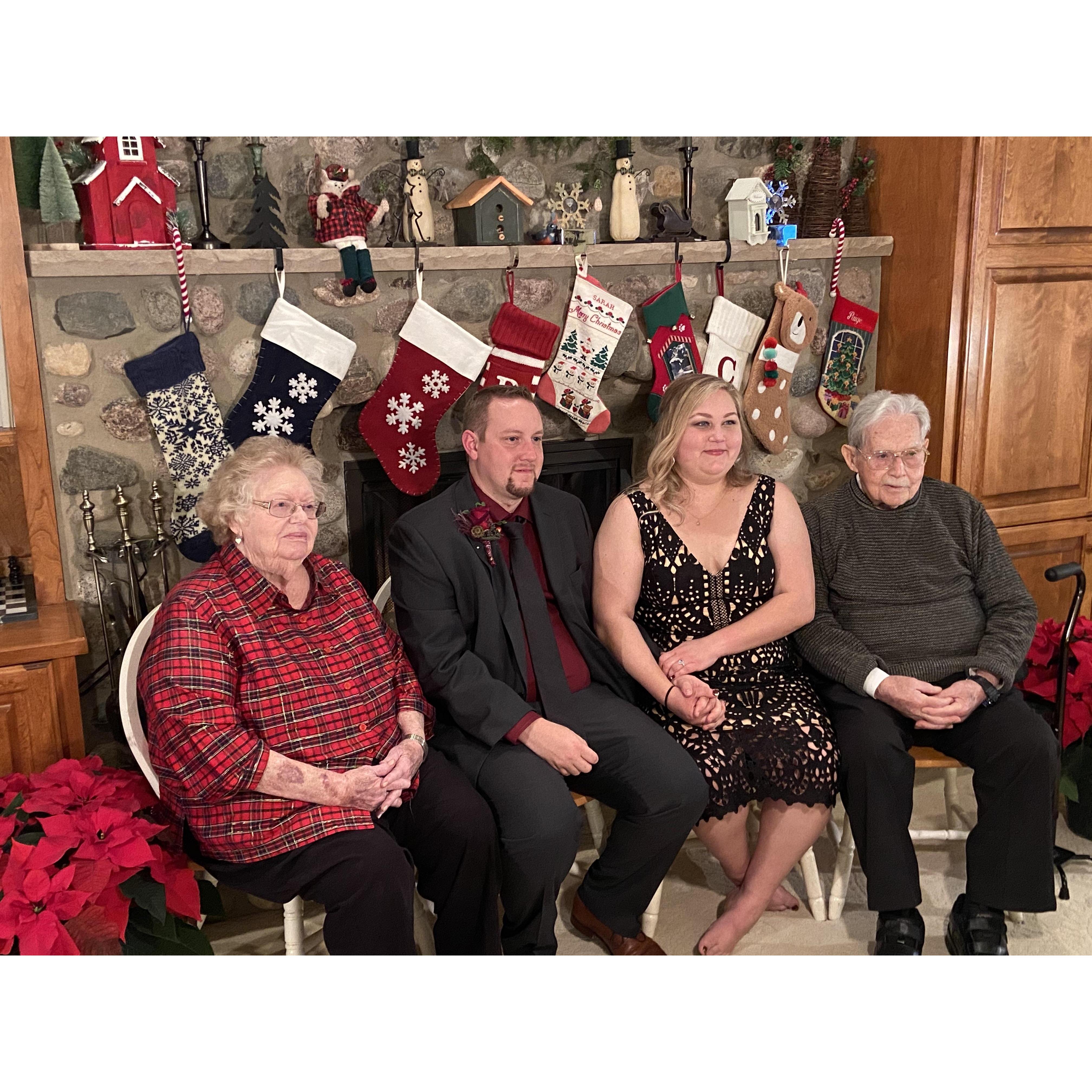 December wedding with Grandma and Grandpa in attendance.