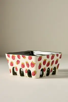 Berry Icon Handpainted Stoneware Berry Basket