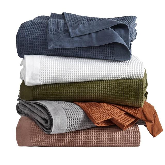 King 100% Cotton 350GSM Solid Waffle Blanket Green - Isla Jade